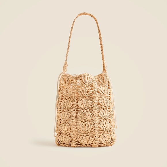 J. Crew Handbags - 350. J. CREW Handknotted faux-raffia bucket bag $138 Like New